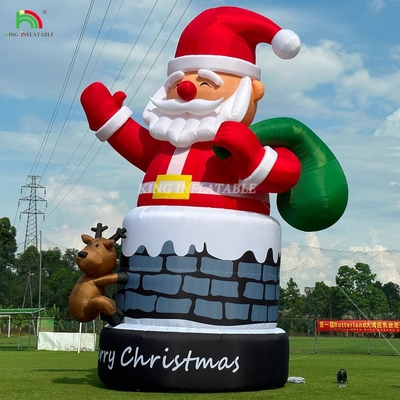 20ft 26ft 33ft inflável Papai Noel na chaminé com renas decoração de Natal ao ar livre explodir Papai Noel
