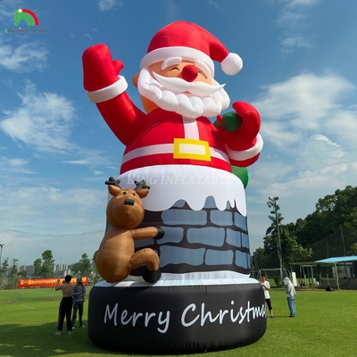 20ft 26ft 33ft inflável Papai Noel na chaminé com renas decoração de Natal ao ar livre explodir Papai Noel