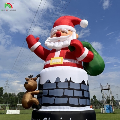 20ft 26ft 33ft inflável Papai Noel na chaminé com renas decoração de Natal ao ar livre explodir Papai Noel