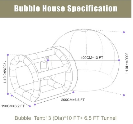 Tenda de bolhas inflável para o exterior Transparente Cúpula de cristal Tenda de bolhas inflável com balões para casamento
