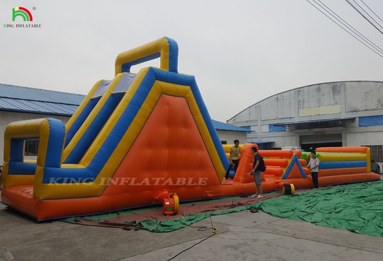 Desporto personalizado Jogos de Carnaval infláveis Desafio de corrida de obstáculos infláveis com pista dupla de escalada e escorrega