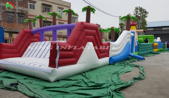 Curso de obstáculos inflável comercial ao ar livre Desafios de adultos Curso de obstáculos infláveis Jogos de festa de casa de salto