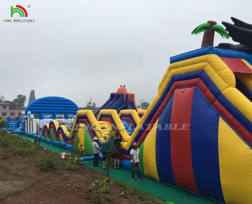 Exterior gigante inflável grande salto tema parque ao ar livre playground inflável castelo combo inflável obstáculo curso