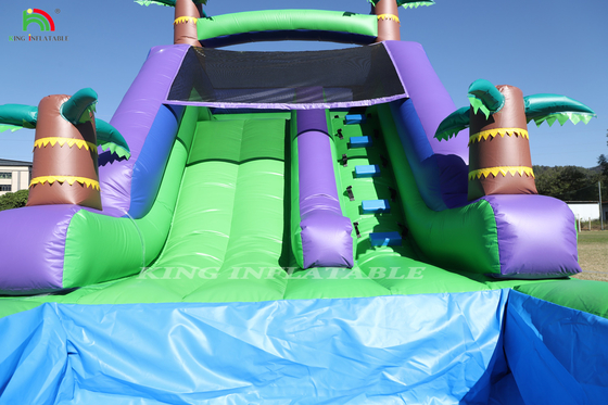 Slide de água inflável de PVC comercial para jardim de fora Slide de água para crianças com piscina de água maior e sopro de 1100W