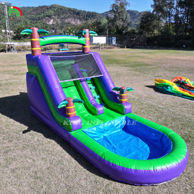 Slide de água inflável de PVC comercial para jardim de fora Slide de água para crianças com piscina de água maior e sopro de 1100W