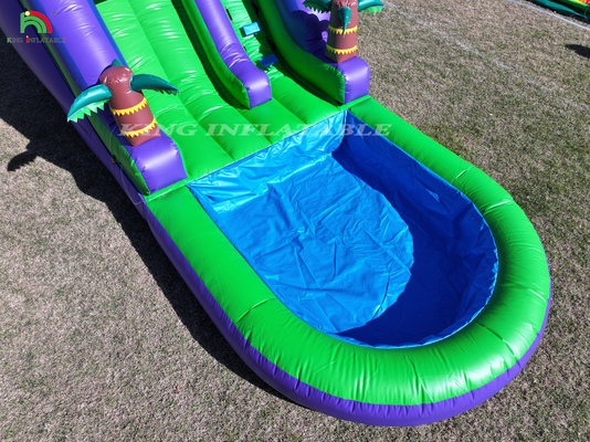 Slide de água inflável de PVC comercial para jardim de fora Slide de água para crianças com piscina de água maior e sopro de 1100W