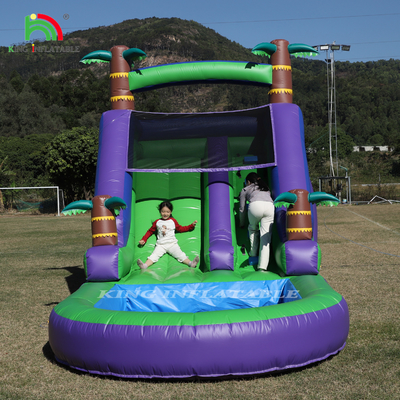Slide de água inflável de PVC comercial para jardim de fora Slide de água para crianças com piscina de água maior e sopro de 1100W