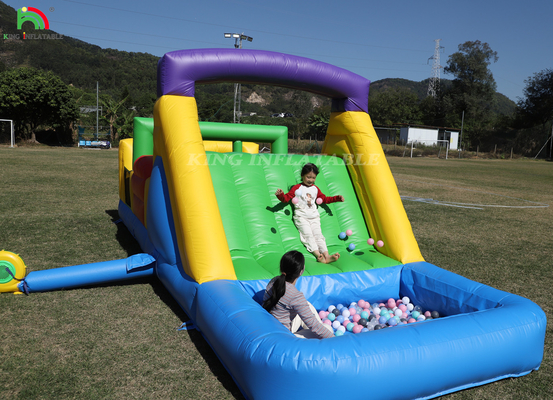 Bouncer inflável Combo Curso de obstáculos Bounce Castelo Casa com escorregadores Bole Pit Escalado Blower Obstáculos
