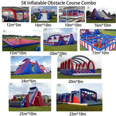 5k de telhado de PVC Curso de obstáculos inflável Combo Large Slide Interativo Adult Inflatable Obstáculo