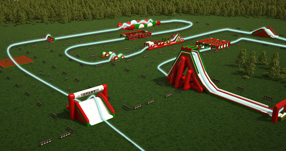 5k de telhado de PVC Curso de obstáculos inflável Combo Large Slide Interativo Adult Inflatable Obstáculo