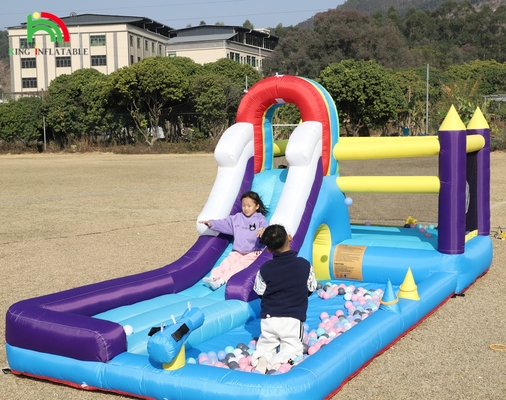 Casa de salto inflável com deslizamento Escalada de parede Obstáculos Trampolim Bole Pit Pool