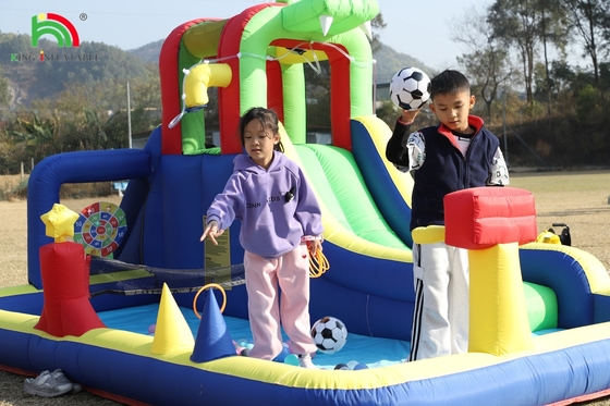 Kids Party Wet DryInflatable Bounce House Slide de água Combo Bouncer com maior Splash Pool Climb Blower Basket Dartboard