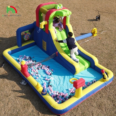 Kids Party Wet DryInflatable Bounce House Slide de água Combo Bouncer com maior Splash Pool Climb Blower Basket Dartboard