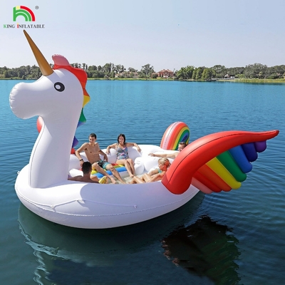 6 Pessoas Inflável Unicórnio Montanha de Água Mar Lago Piscina Flutuante Juguete de Água Unicórnio Gigante Inflável Cama Flutuante para Festa de Água