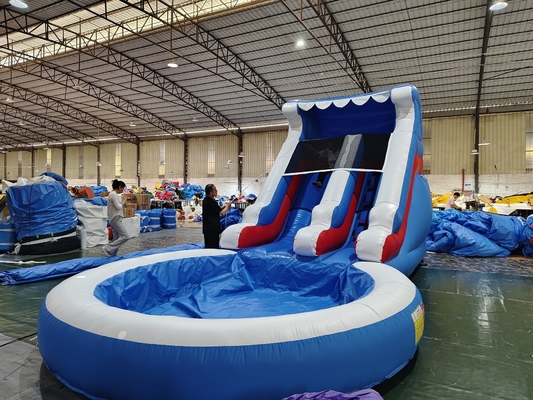 Deslizamento de água comercial inflável Jogos ao ar livre para crianças molhado seco deslizamento de água inflável com piscina de água