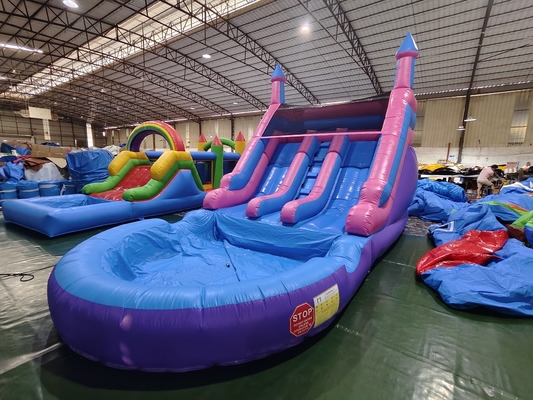 Slides de água infláveis de rua dupla com piscina Slides de água infláveis para crianças e adultos