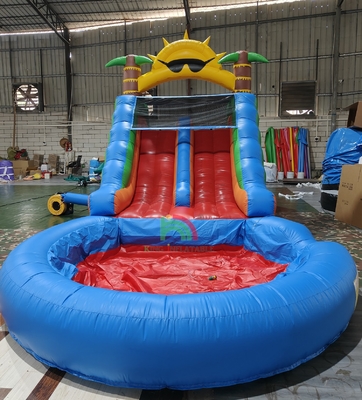 Adultos Crianças Deslizamento de Água Commercial Full PVC Dupla Faixa Deslizamento de Água Inflável Com Piscina de Água Splash hermética