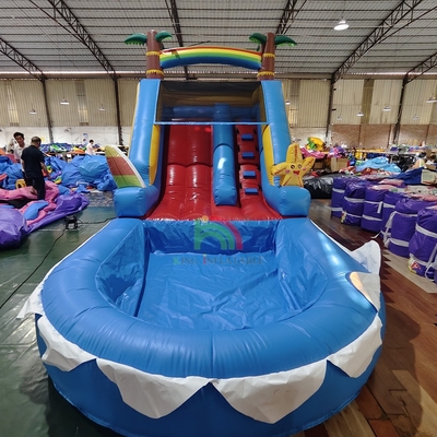 Slide de água inflável de PVC de qualidade comercial com piscina