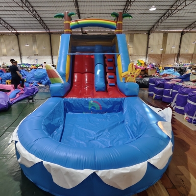 Slide de água inflável de PVC de qualidade comercial com piscina