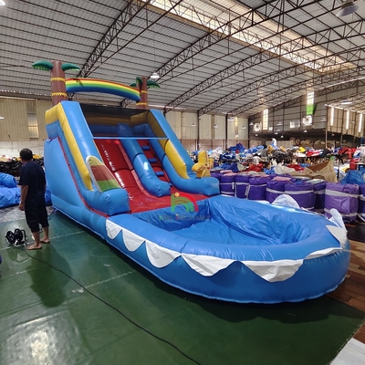 Slide de água inflável de PVC de qualidade comercial com piscina