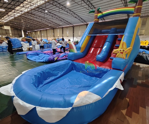 Slide de água inflável de PVC de qualidade comercial com piscina