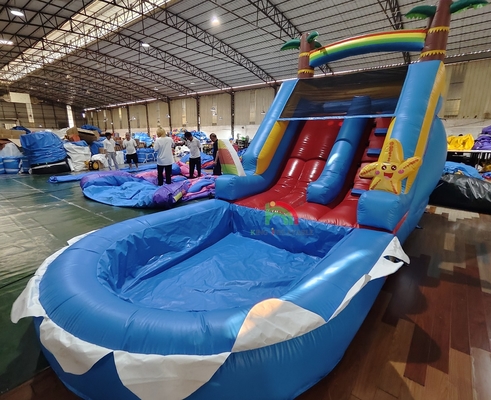 Slide de água inflável de PVC de qualidade comercial com piscina