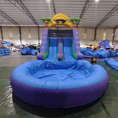 Deslizamento de água comercial de qualidade de PVC dupla pista deslizamento de água inflável com piscina de água hermética
