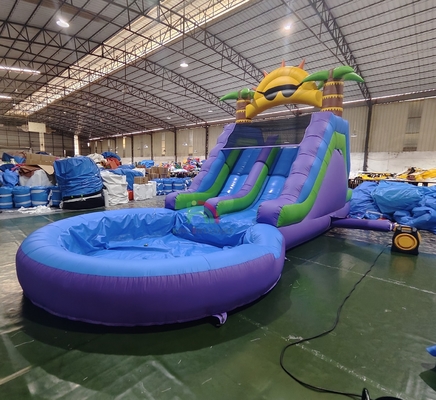 Deslizamento de água comercial de qualidade de PVC dupla pista deslizamento de água inflável com piscina de água hermética