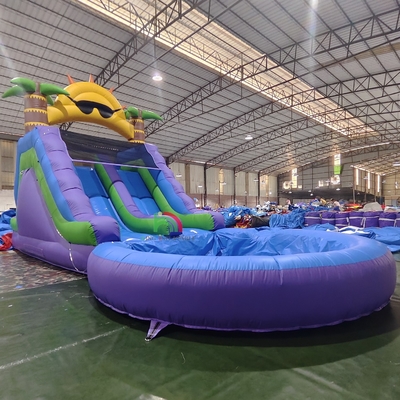 Deslizamento de água comercial de qualidade de PVC dupla pista deslizamento de água inflável com piscina de água hermética