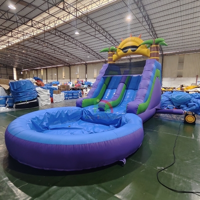 Deslizamento de água comercial de qualidade de PVC dupla pista deslizamento de água inflável com piscina de água hermética