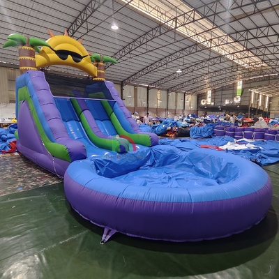 Deslizamento de água comercial de qualidade de PVC dupla pista deslizamento de água inflável com piscina de água hermética