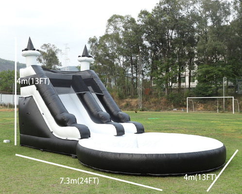 Slide de água inflável Slide de água branco e preto Slide infantil com piscina de água maior