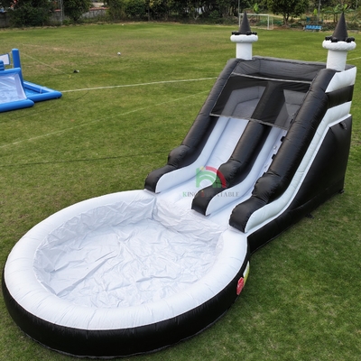 Slide de água inflável Slide de água branco e preto Slide infantil com piscina de água maior