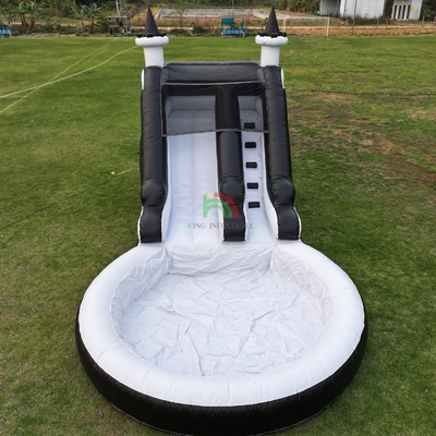 Slide de água inflável Slide de água branco e preto Slide infantil com piscina de água maior