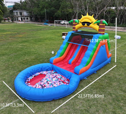 Combo de escorregador de água de PVC inflável de pista dupla com escada de obstáculos de piscina