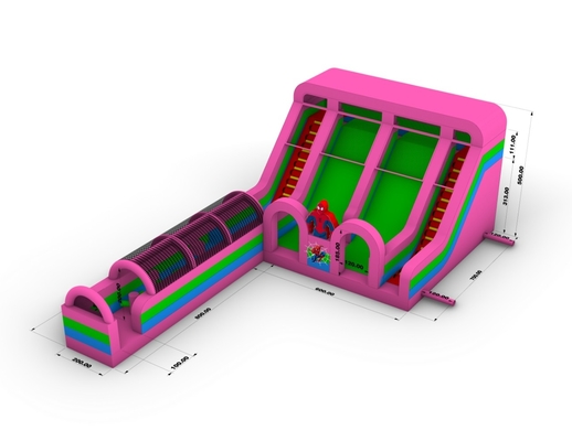 Commercial Grade PVC Homem-Aranha Slide Inflável Bounce House Combo Curso de Obstáculos Slide Inflável Slide de Água