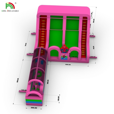 Commercial Grade PVC Homem-Aranha deslizamento de água inflável casa de salto comboOstáculo curso deslizamento deslizamento de água inflável