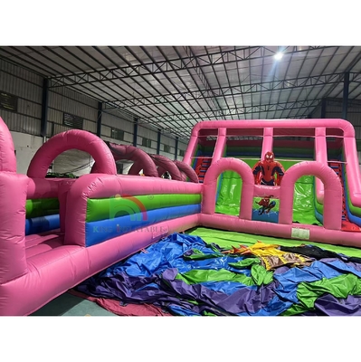 Commercial Grade PVC Homem-Aranha deslizamento de água inflável casa de salto comboOstáculo curso deslizamento deslizamento de água inflável