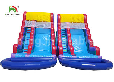 Corrediça de água inflável dobro do PVC de Plato com piscina garantia de 1 ano