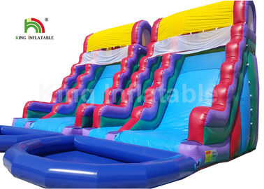Corrediça de água inflável dobro do PVC de Plato com piscina garantia de 1 ano