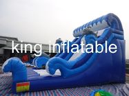 corrediça seca inflável de encerado do PVC de 0.55mm azul/corrediça branca unida para o divertimento