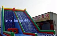 Corrediça de água inflável azul feita sob encomenda, corrediça inflável de escalada dos brinquedos da parede do entretenimento das crianças