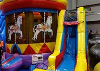 casas comerciais do salto do divertimento inflável do carrossel do roxo de 8x6m com corrediça para crianças