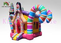 Projeto colorido e surpreendente do castelo Bouncy da explosão do PVC do tema dos doces para crianças