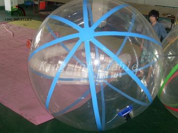 caminhada transparente do PVC de 1.0mm na bola inflável da água com cordas azuis