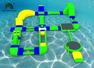 Parques infláveis da água do costume 35x21m para verde alugado/amarelo/cor azul