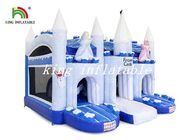 Castelo azul/branco do castelo combinado congelado da corrediça do leão-de-chácara da explosão do castelo do PVC de encerado
