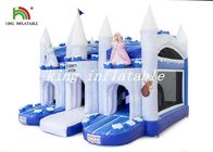 Castelo azul/branco do castelo combinado congelado da corrediça do leão-de-chácara da explosão do castelo do PVC de encerado