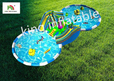 Parques infláveis gigantes da água da terra com piscina da corrediça dois para exterior
