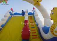 Parque temático inflável azul do campo de jogos da corrediça da criança dos leões-de-chácara de encerado do PVC